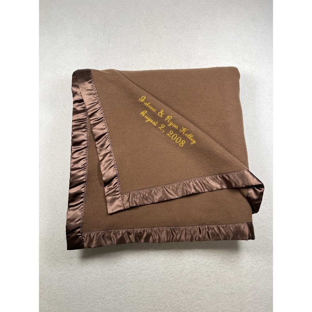 Pendleton 87x87 Large Brown Heirloom Blanket Embroidered Nice Condition!